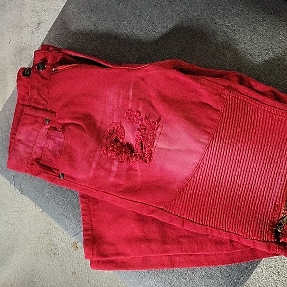 Perfect for Holday parties Red moto jeans - Picture 5 of 6